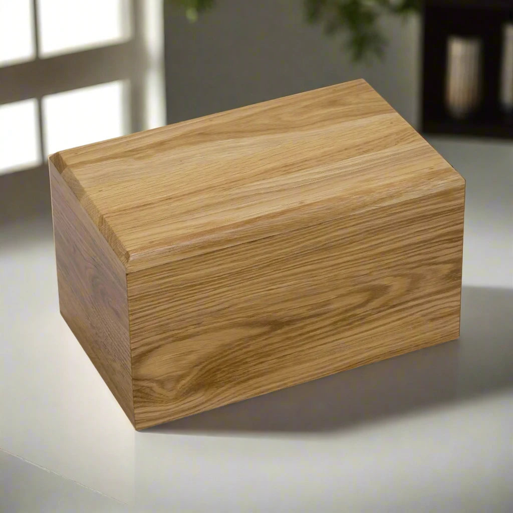 Solid oak ashes casket